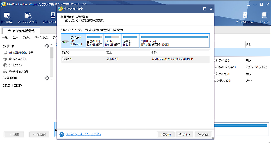 MiniTool Partition Wizard 12 プロ・アルティメット版