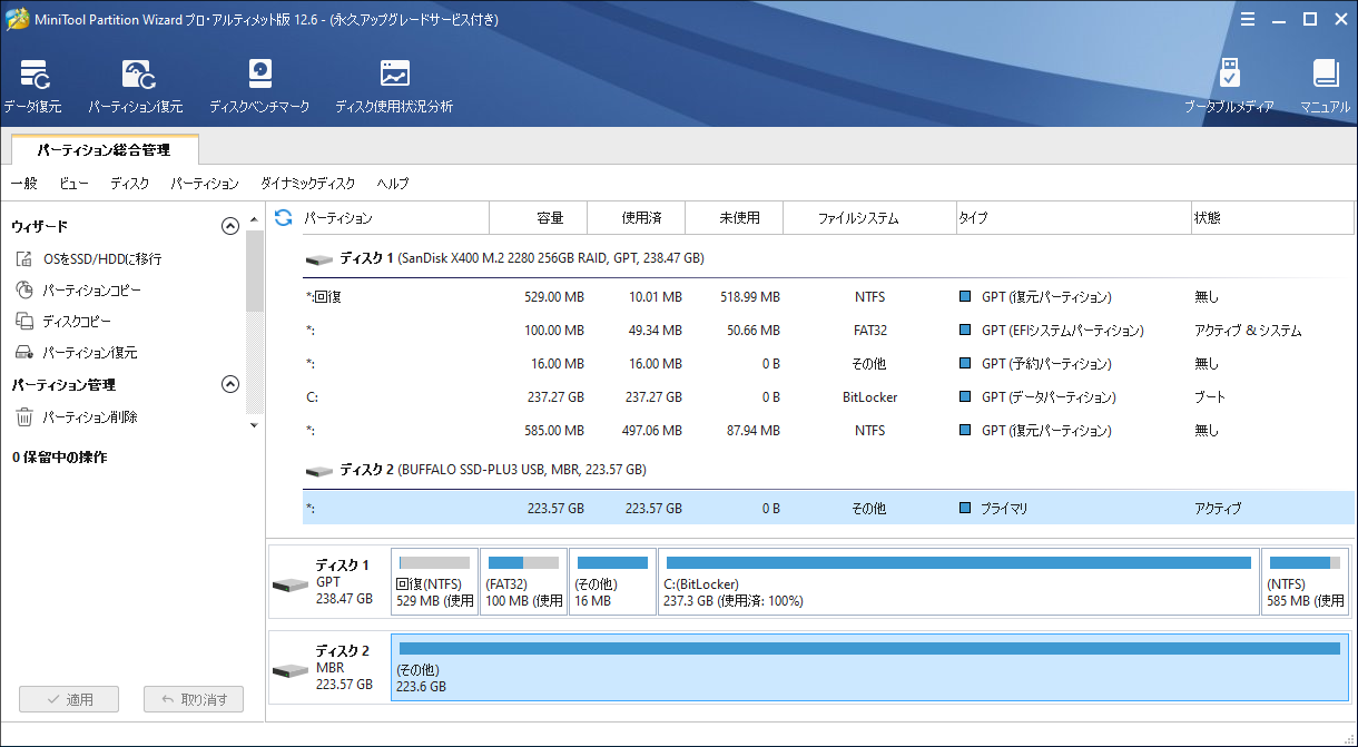 MiniTool Partition Wizard 12 プロ版